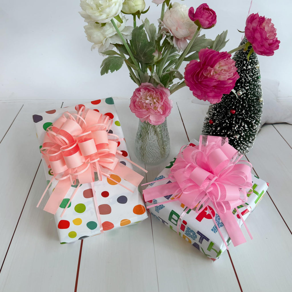 6 PCS Large Pull Bows,Bow for Gift Wrapping,6 inches,Christmas Party Birthday Gift Wedding Ribbon Bows for Wrapping Boxes or Flower Decorations, Valentine's Day Gift Decorations