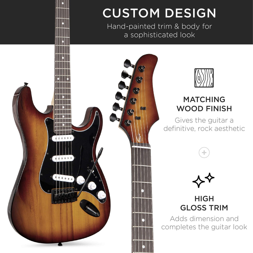 Best Choice Products 39in Full Size Beginner Electric Guitar Starter Kit w/Case, Strap, 10W Amp, Strings, Pick, Tremolo Bar - 3 Color Sunburst