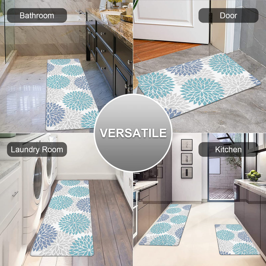 HEBE Anti Fatigue Kitchen Rugs Sets of 2, Non Slip Kitchen Mats for Floor, Waterproof Cushioned Comfort Standing Carpet for Kitchen Sink, Home Office, Laundry Room