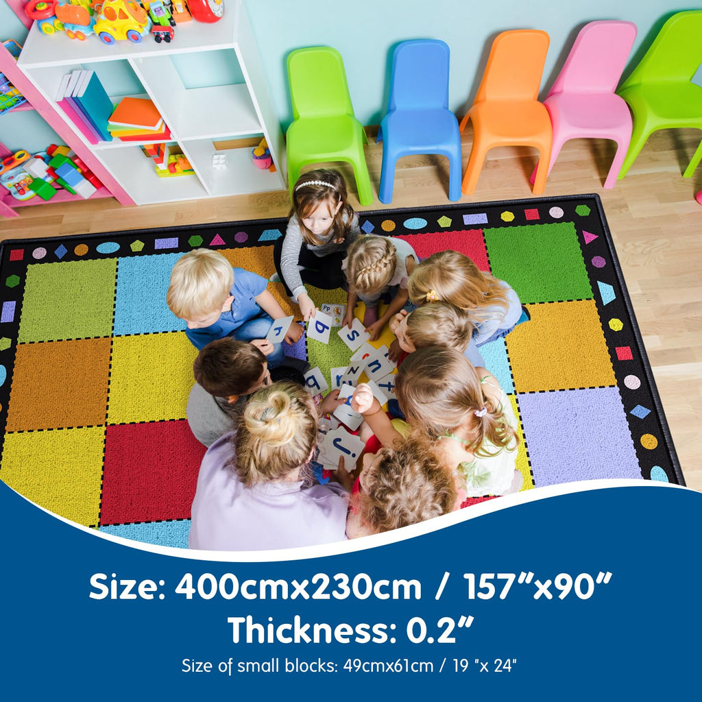 Booooom Jackson Classroom Rug Large Colorful Classroom Carpet with Non-Slip Backing, 9 x 12 ft Children's Classroom Seating Rug Elementary