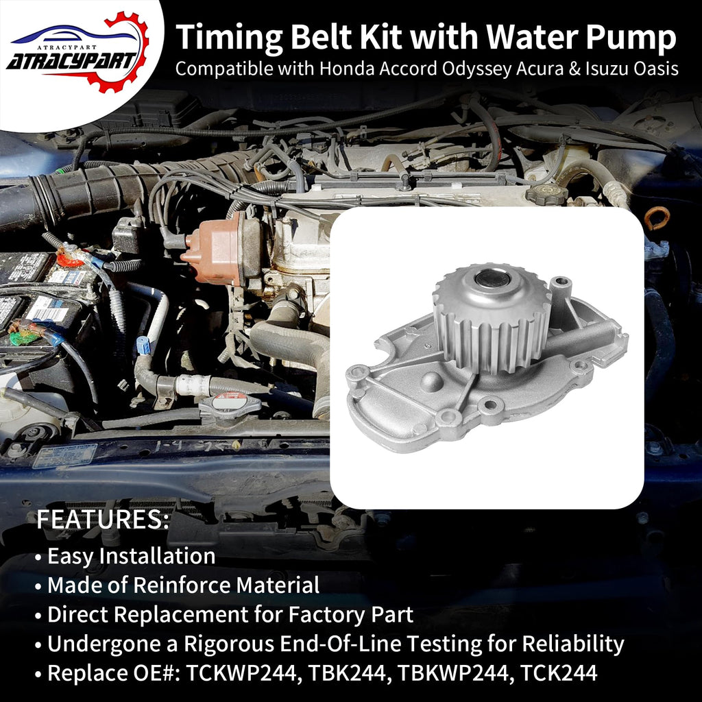Engine Timing Belt Kit with Water Pump | Compatible With 1987-2001 Toyota Camry Celica RAV4 MR2 Solara 2.0L 2.2L 3SFE 5SFE L4 DOHC 16V | Replaces# TBK138, TCKWP199