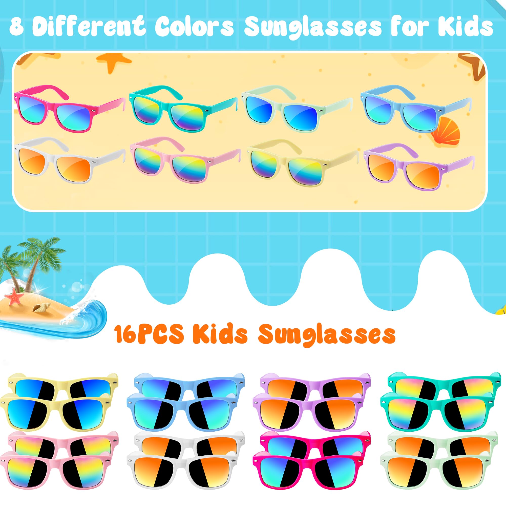 Kids Sunglasses Bulk, Kids Sunglasses Party Favors for Age 3-8, UV400 Protection Neon Kids Sunglasses Bulk for Boys Girls (12Pack-heart sunglasses)