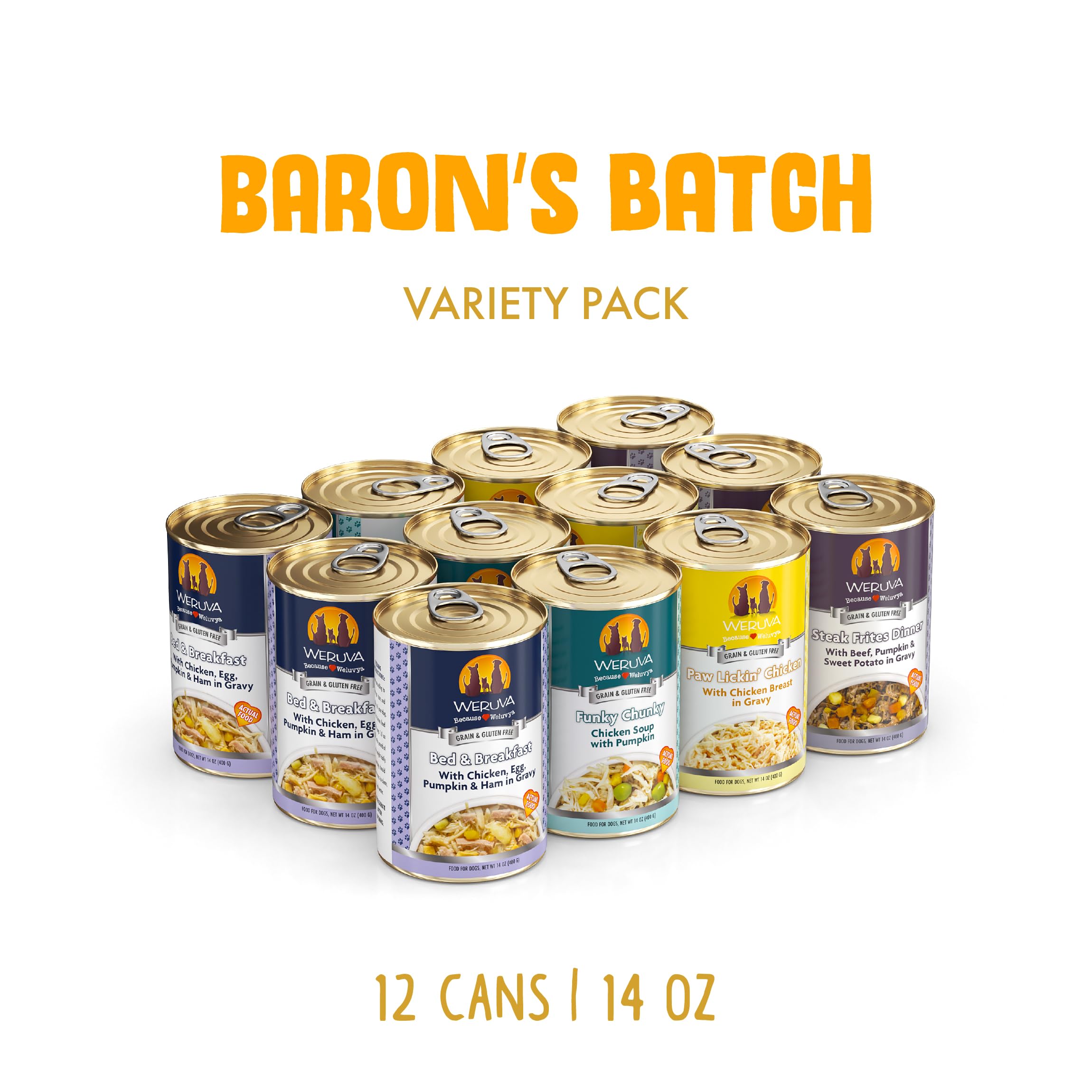 Weruva Classic Dog Food, Variety Pack, Baron's Batch, Wet Dog Food, 5.5oz Cans (Pack of 24)