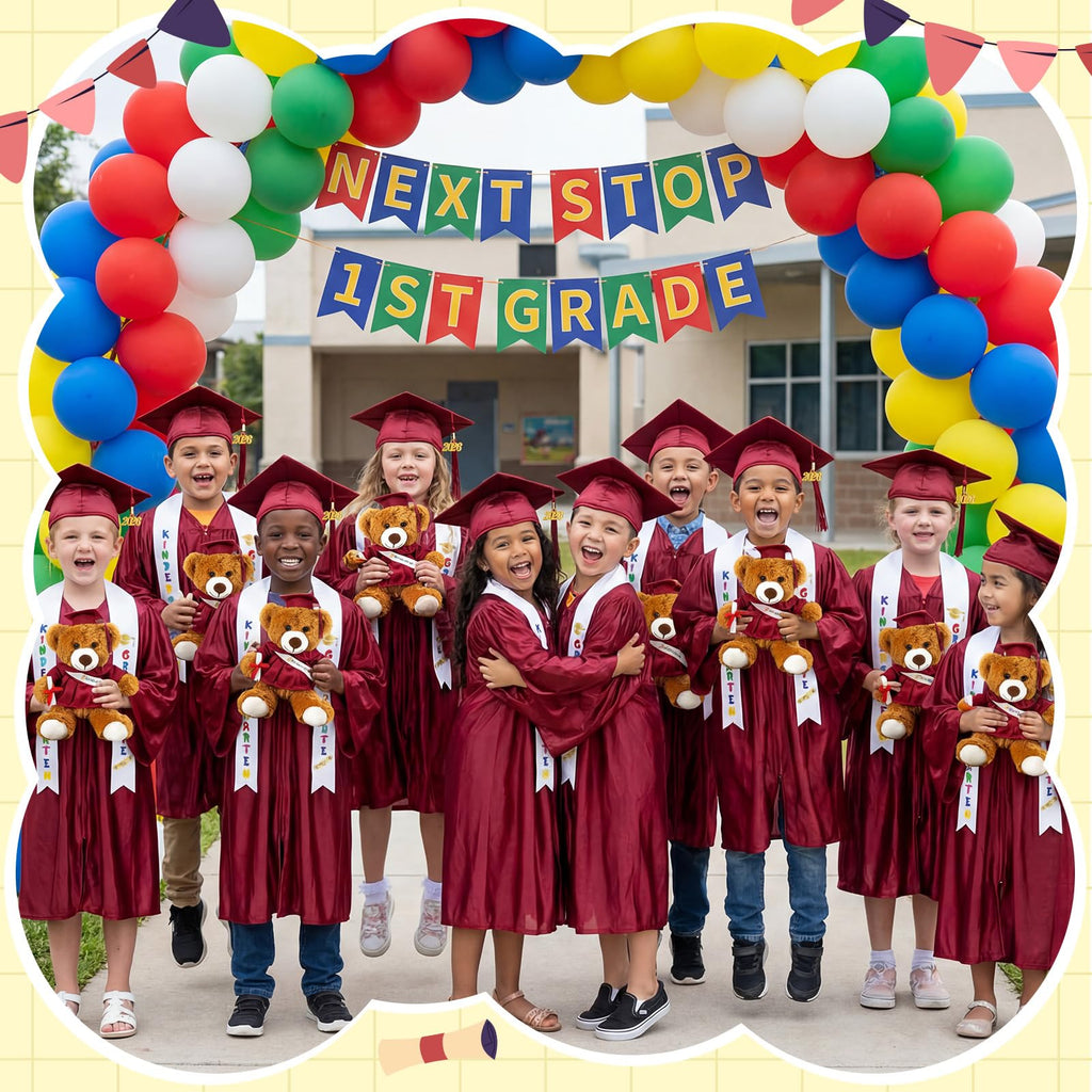 Sintuff 7 Pcs Kindergarten Preschool Graduation Cap and Gown with Bear Gifts 2026 Grad Stole Tassel Sash for Toddler Kids
