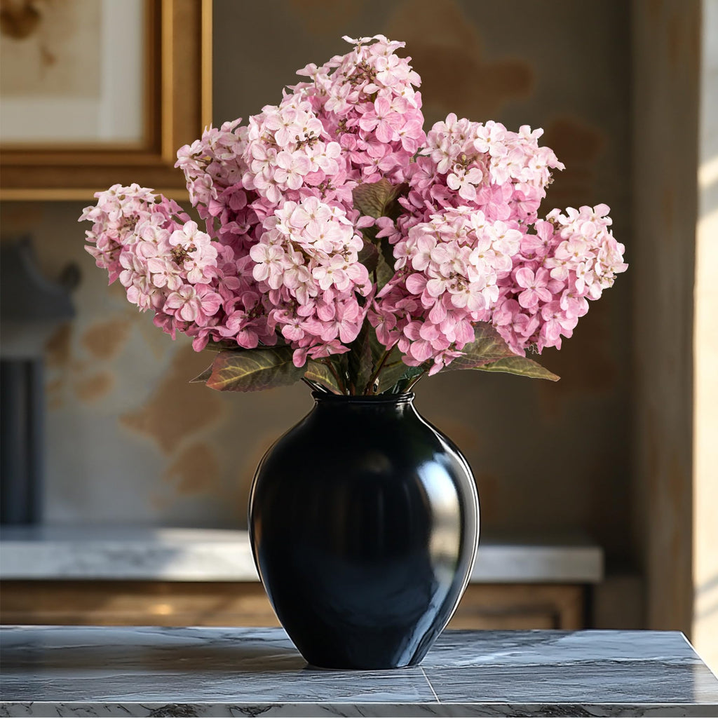 Ttranewsoo Hydrangea Artificial Flowers,Fall Hydrangeas Artificial Flowers,Blue Fake Fall Dried Hydrangea Flowers Decoration,Faux Silk Flower with Stems Winter Decor(Blue 24" 8pcs) Without Vase