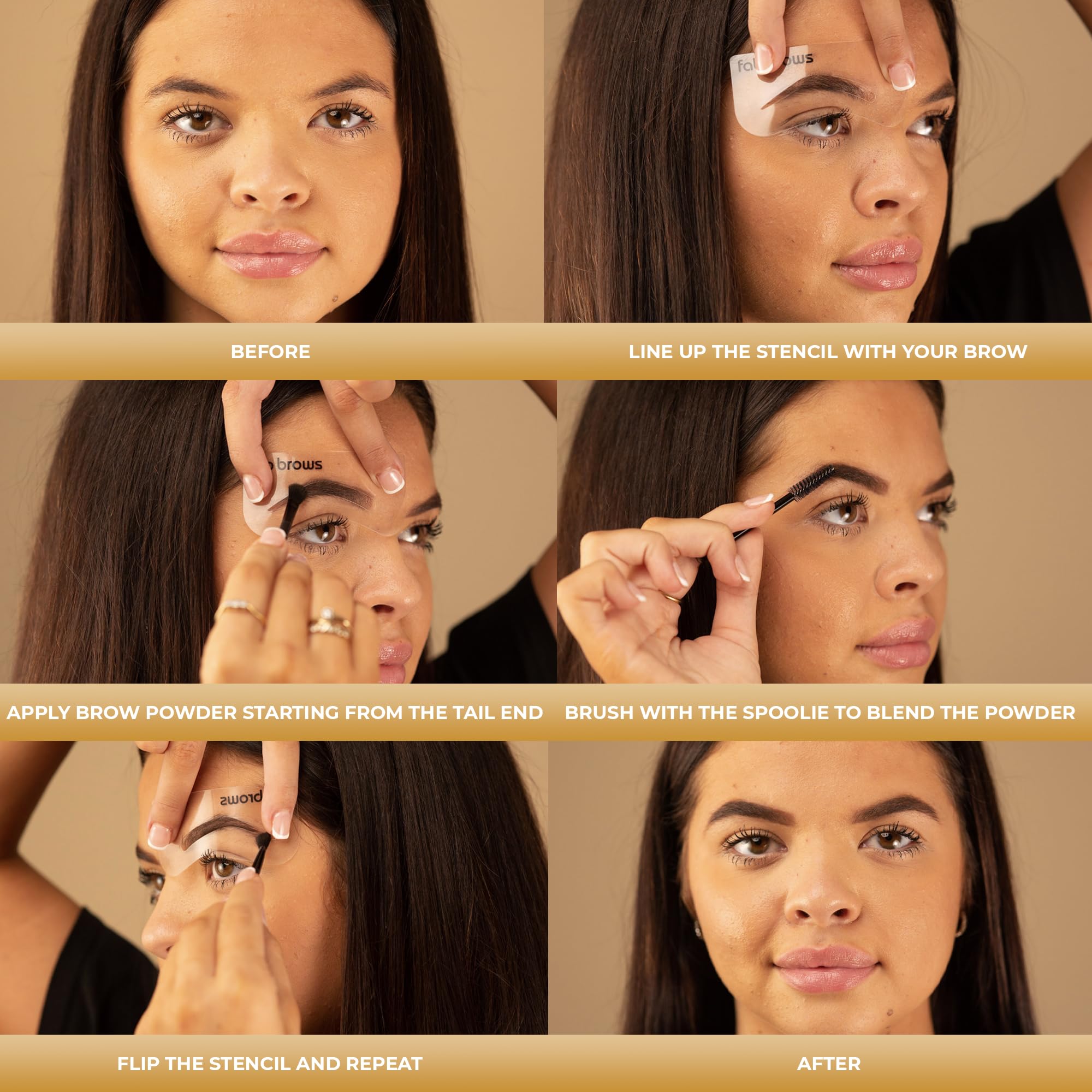 Fab Brows Duo Eyebrow Kit, Ultimate Brow Stencil Kit with Compact Powder Mirror and Eyebrow Shaper, Waterproof Eyebrow Makeup Kit Contour Palette, Eyebrow Cosmetics, (Dark Brown/Chocolate Brown)