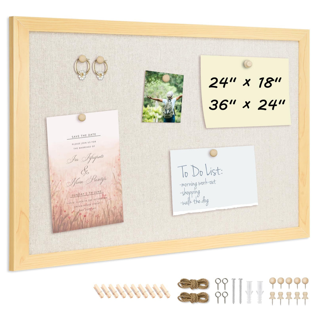 DOLLAR BOSS Black Cork Board with Linen Double-Sided 16''X 12'', Black Cork Boards for Walls, Wood Frame Bulletin Board Hanging Pin Board, Cork Board for Office Home School 1-Pack