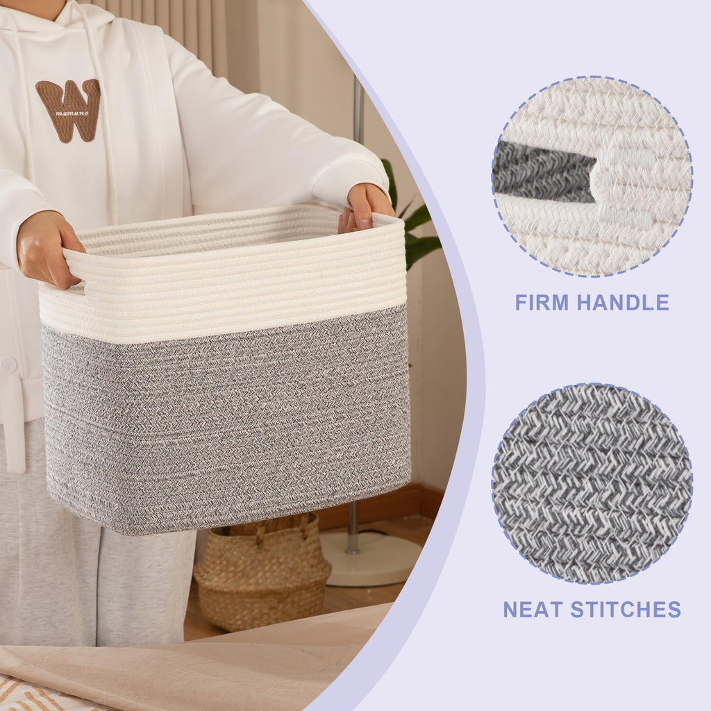 OIAHOMY Storage baskets for Shelf, Toy Storage Basket, Collapsible Storage Bins, Blanket Basket Living Room, Closet Storage for Bedroom, 15 x 9.8 x 11.8 Inches-Pack of 2-Brown, FSB-H-P-02
