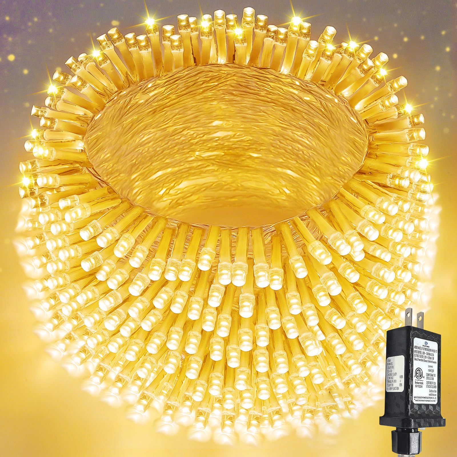 Connectable 100 LED String Lights Indoor Outdoor, 33FT Warm White Christmas Lights Waterproof, 13 Modes with Timer, Twinkle Fairy Lights Plug in Clear Wire for Christmas Tree, Bedroom, Classroom Decor