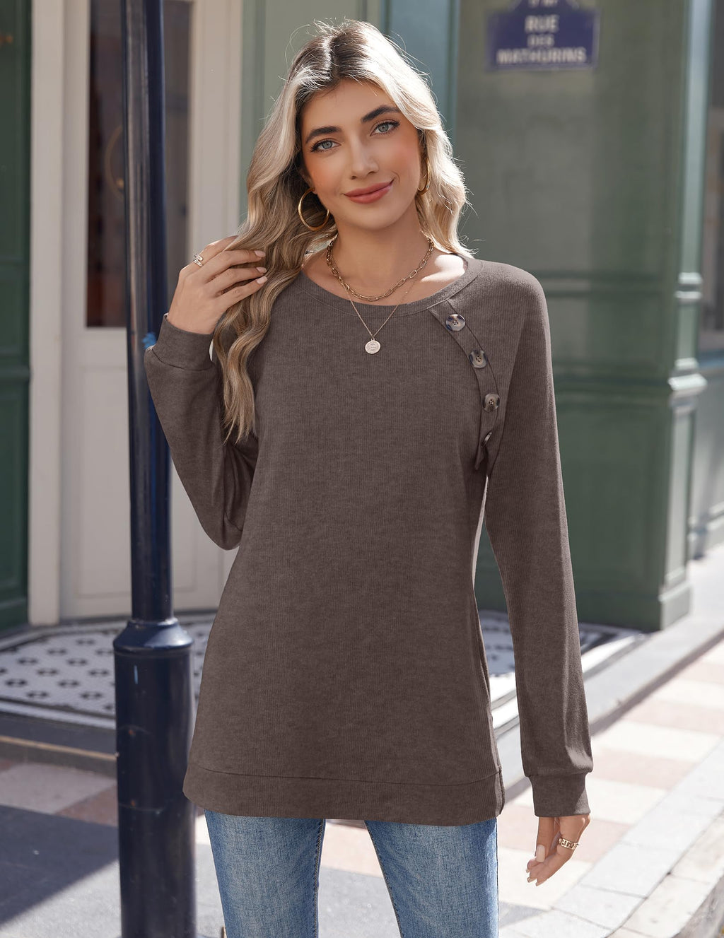 Zeagoo Womens Long Sleeve Tshirts Casual Tunic Tops Work Fashion Cute Sweaters Fall Outfits 2026 Dressy Blouse