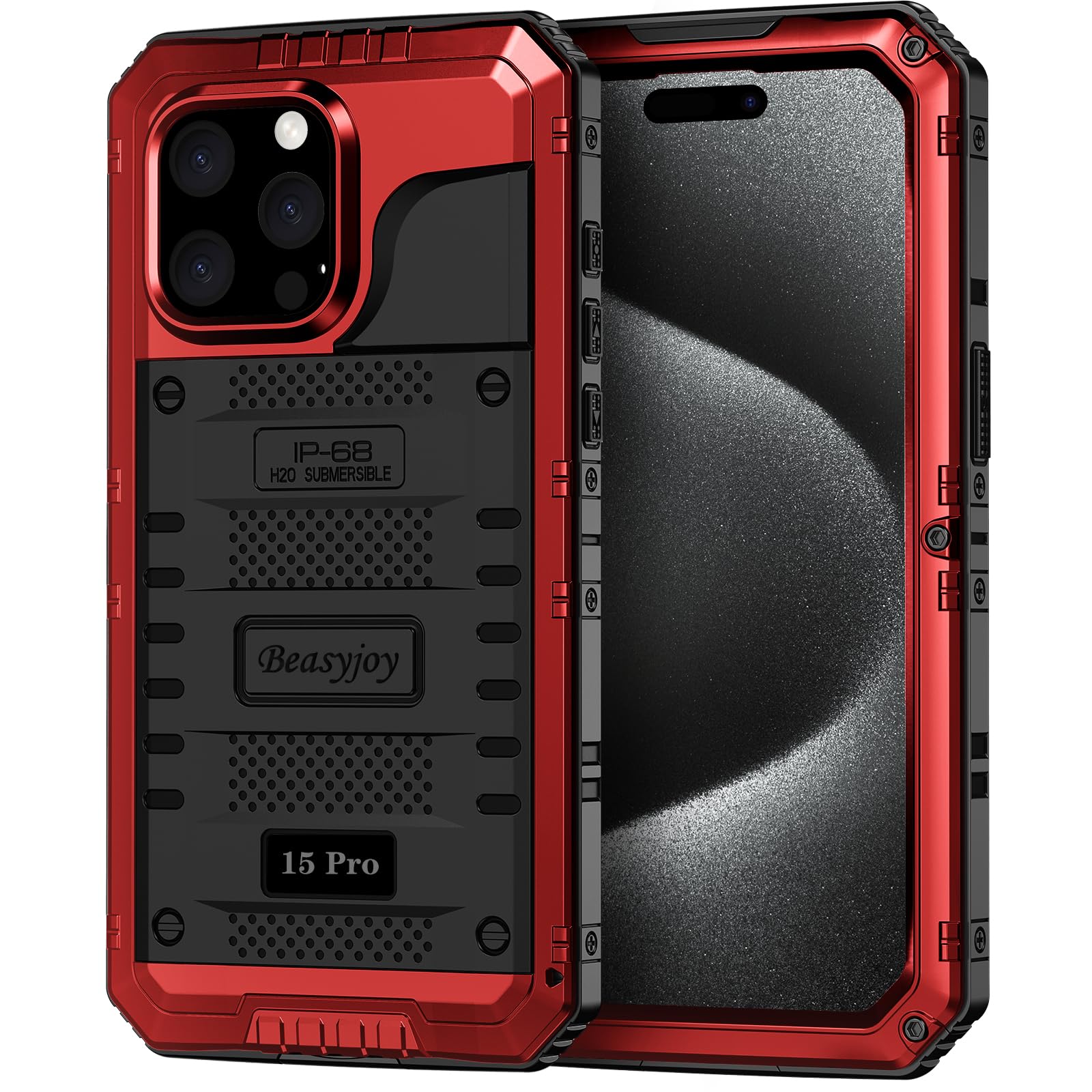 Beasyjoy for iPhone SE 2022/2020/ 8/7 Metal Case, Waterproof Heavy Duty Case with Screen Protector, Full Body Protection Military Grade Shockproof Defender Durable Sturdy Rugged Aluminum Cover, Black