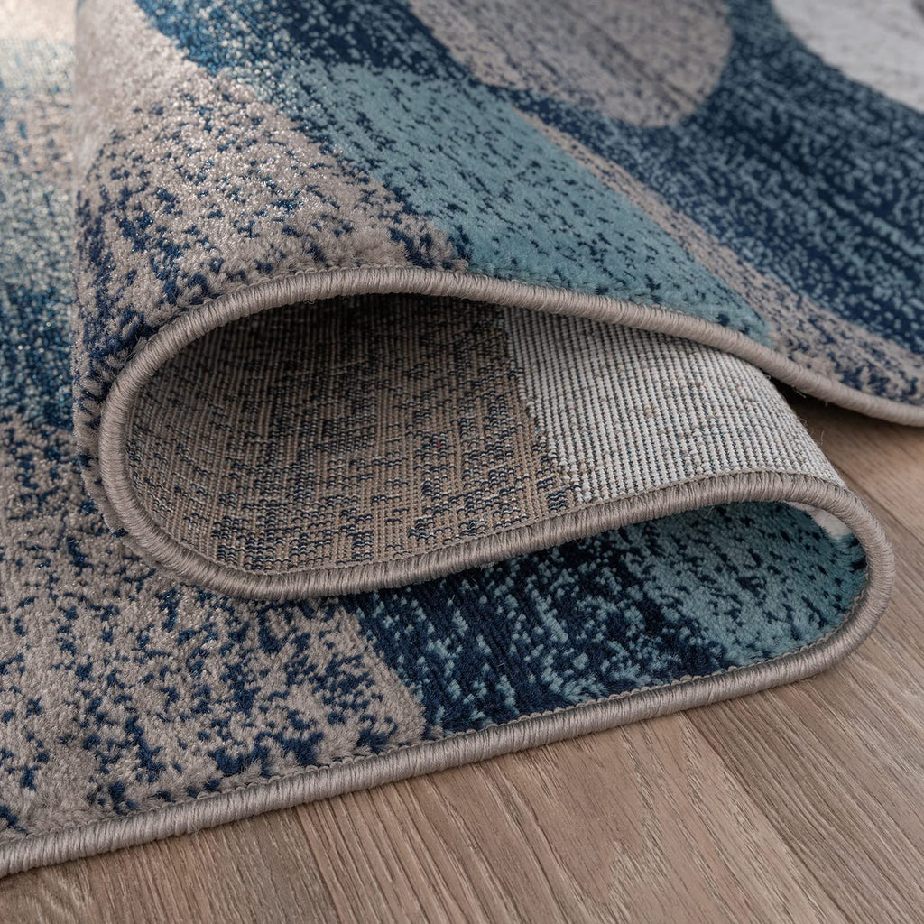 Rugshop Contemporary Modern Circles Abstract Area Rug 2' x 3' Blue