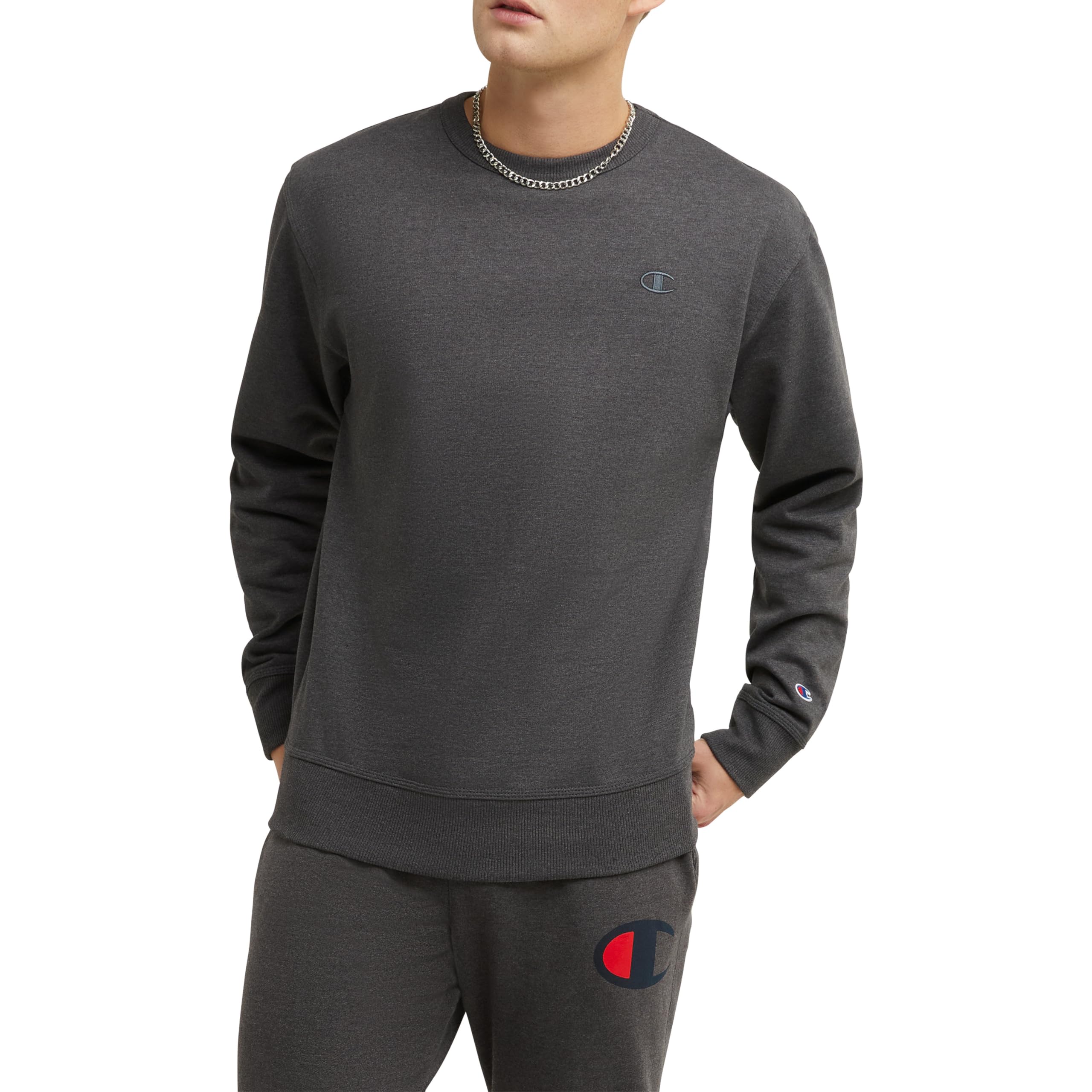 Champion Men's Men's Crewneck Fleece Sweatshirt, Standard Fit, Midweight, C Logo, Available in Regular and Big & Tall