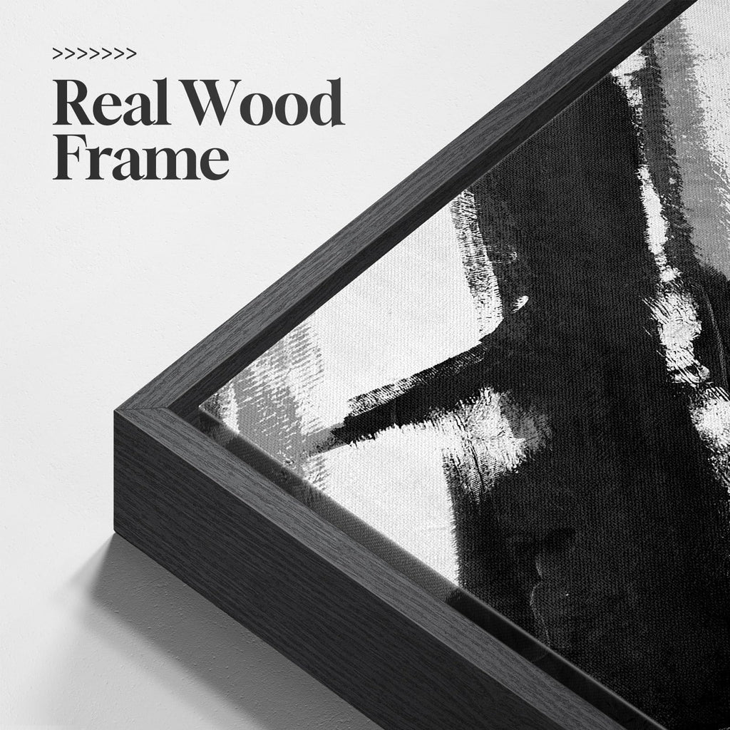 Framed Black and White Modern Abstract Wall Art, 3 Piece Canvas Prints Paintings Artwork for Walls, Minimalist Black White Grey Pictures for Living Room Dining Room Bedroom Office Wall Decor 16x24 In