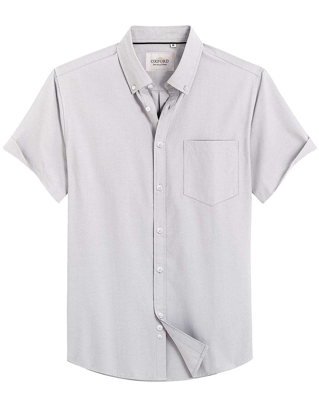 Alimens & Gentle Men's Short Sleeve Oxford Shirt Regular Fit Button Down Collar Shirts with Pocket