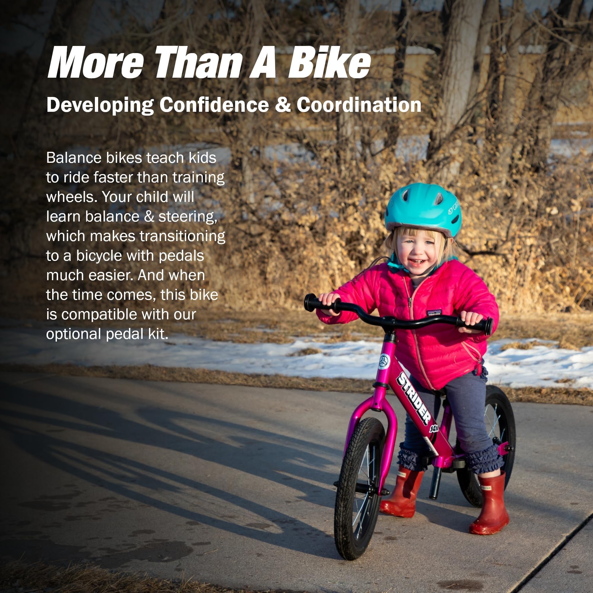 Strider 14x Classic, Balance Bike for Kids 3 to 6 Years - Includes Kid Sized Grips, Padded Seat, Performance Footrest, All-Purpose Tires-Easy Assembly, Tool-Free Adjustments