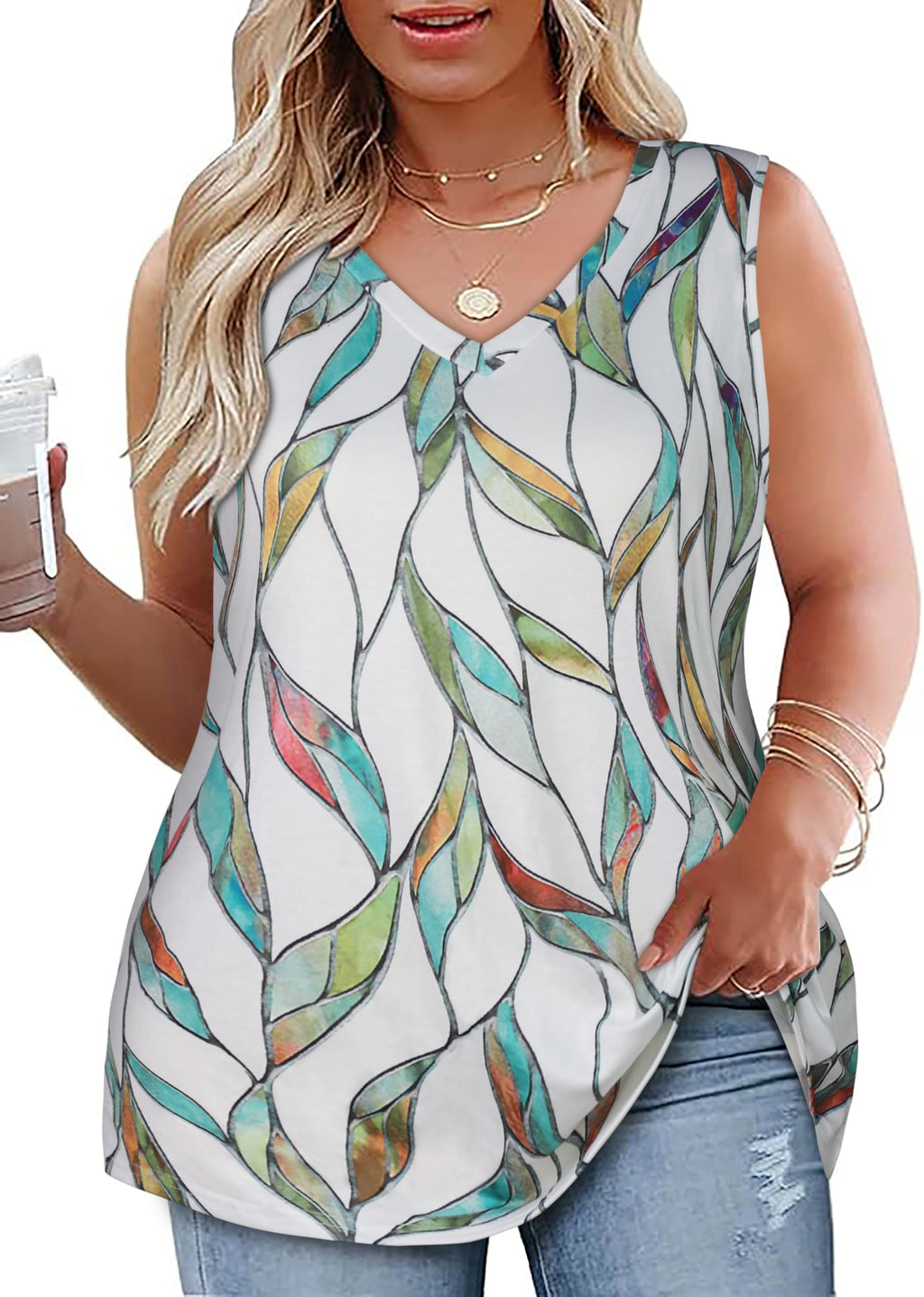 Plus Size Tanks Women Summer Top V Neck Sleeveless Top Loose Fit Tee Workout Shirts 2026