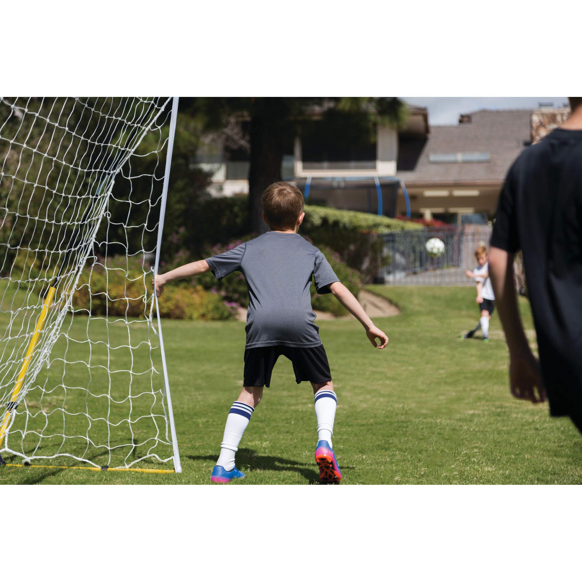 SKLZ Quickster Soccer Goal - Portable Goal for Backyard & Field - Durable Tension-Tite Frame & Heavy Gauge 2-Ply Net - Adjustable Click-Lock Poles, Metal Stakes - Carrying Case with Handle