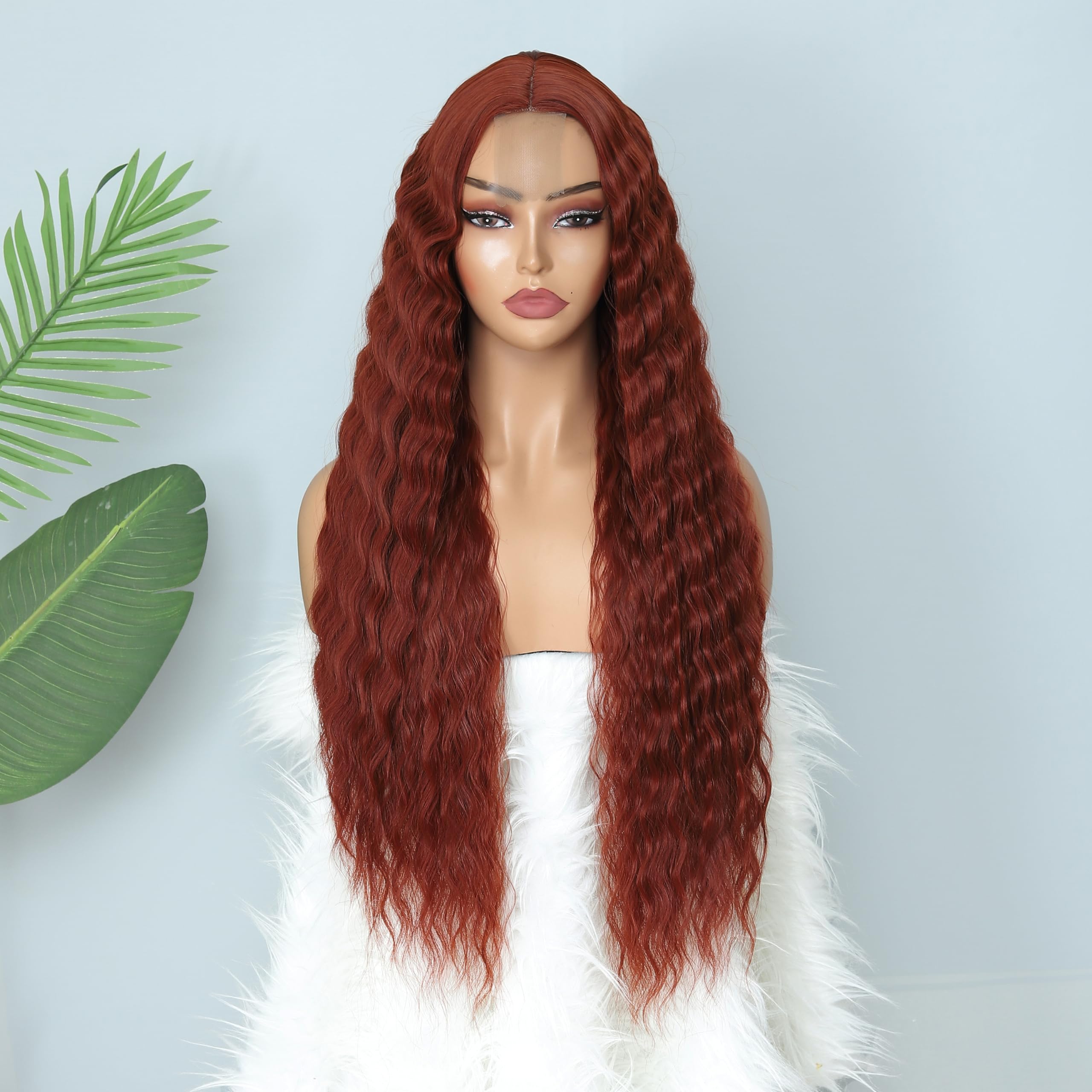 INSTASTYLE 30 Inch Synthetic Curly Wigs for Women Long Black Hair Wig Lace Front 4" Simulated Scalp Natural Loose Deep Wave Crimps Curls Wig As Hair Replacement Wigs 1B