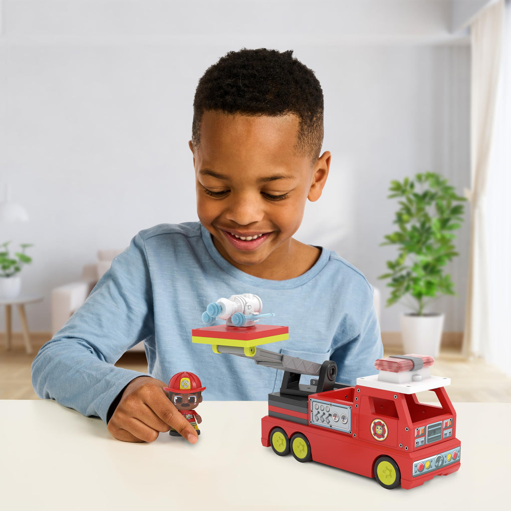 Tile Town Fire Station Magnetic Tiles Set, 66 Piece Kids Magnet Toy, Innovative Action Play Magnetic Tile Building Set Ages 3-6, Amazon Exclusive