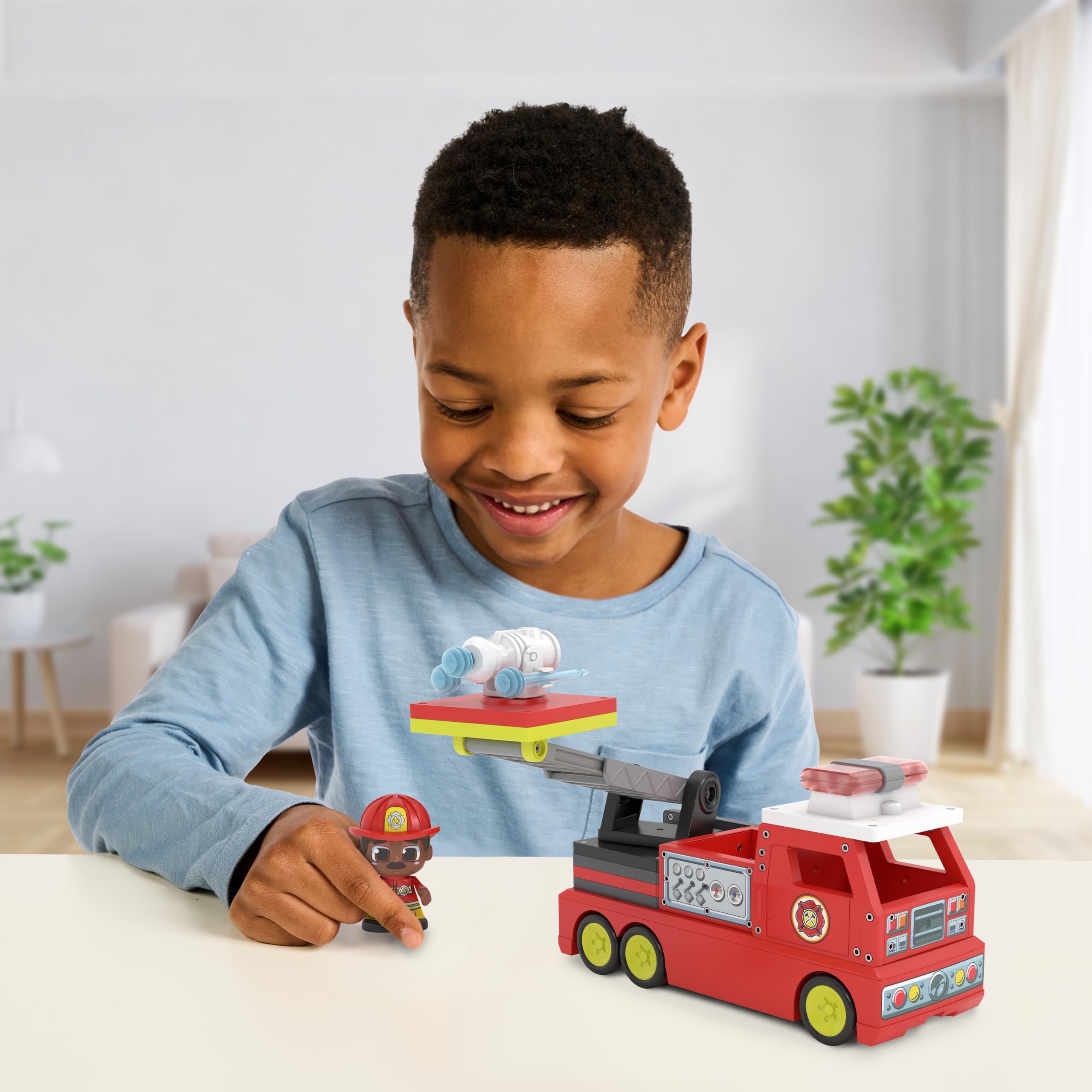 Tile Town Fire Station Magnetic Tiles Set, 66 Piece Kids Magnet Toy, Innovative Action Play Magnetic Tile Building Set Ages 3-6, Amazon Exclusive