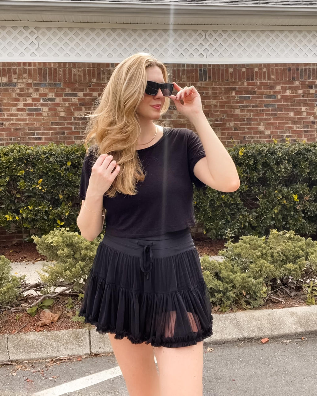 Stelle Women's High Waist Athletic Skorts with Shorts Pockets Ruffle Hem Flowy Skirts Mini Tiered Short Skirt Casual Summer