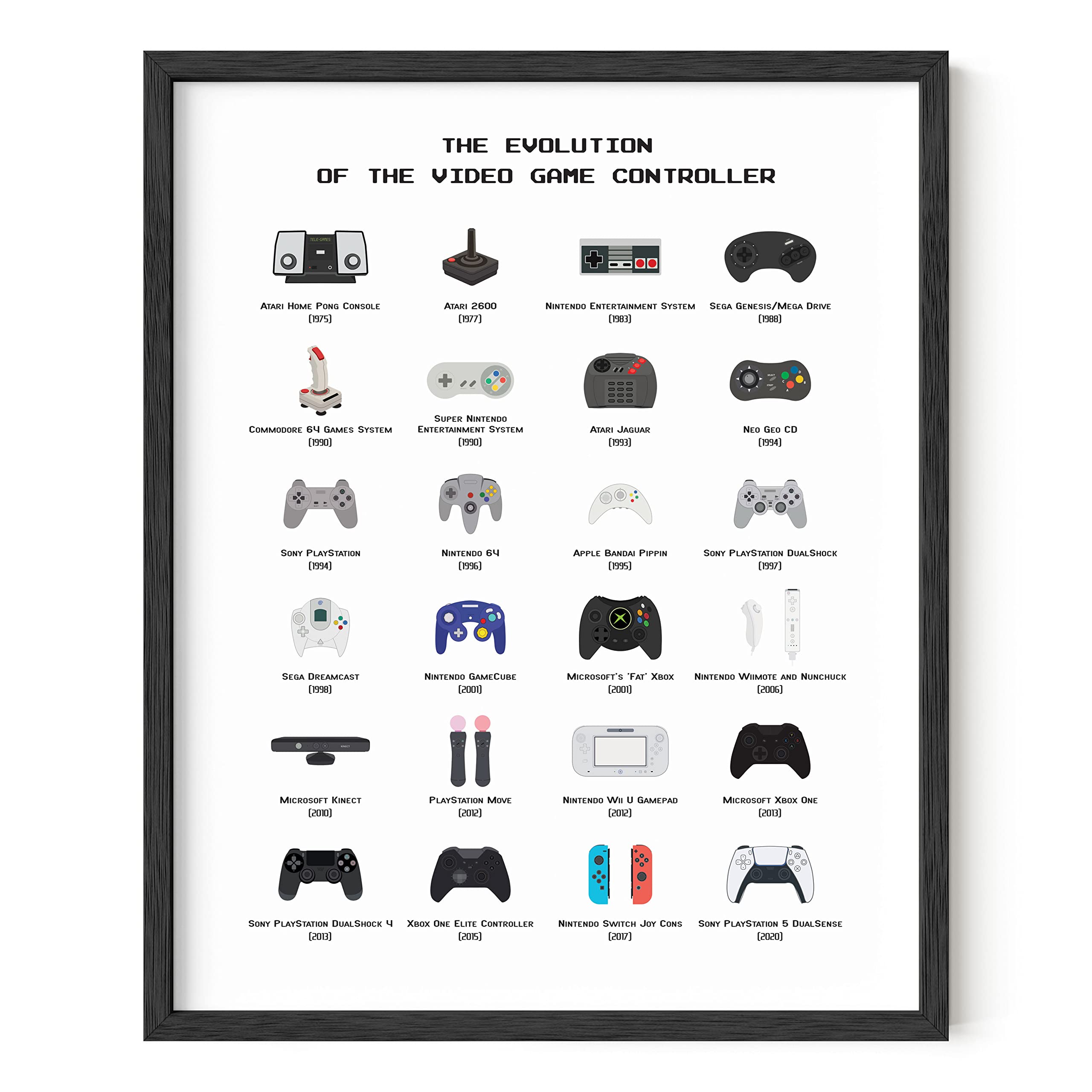 HAUS AND HUES Video Game Art, Video Game Posters for Boys Room, Gaming Room Decor for Boys Wall Decor, Gamer Wall Decor, Gaming Decorations (Beige Frame, 12x16)