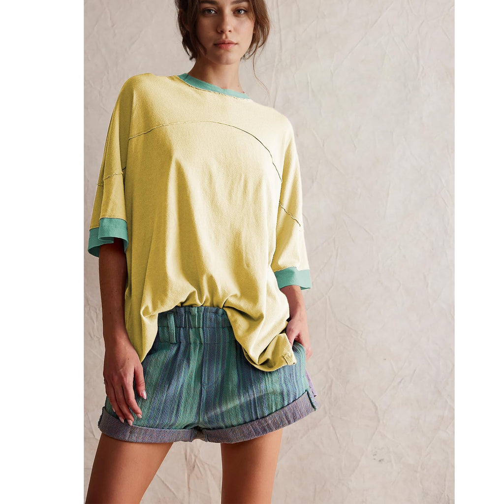 Songling Womens 3/4 Length Sleeve Casual Loose Fit Summer Tee Shirt Basics Cotton t Shirts Trendy Tops