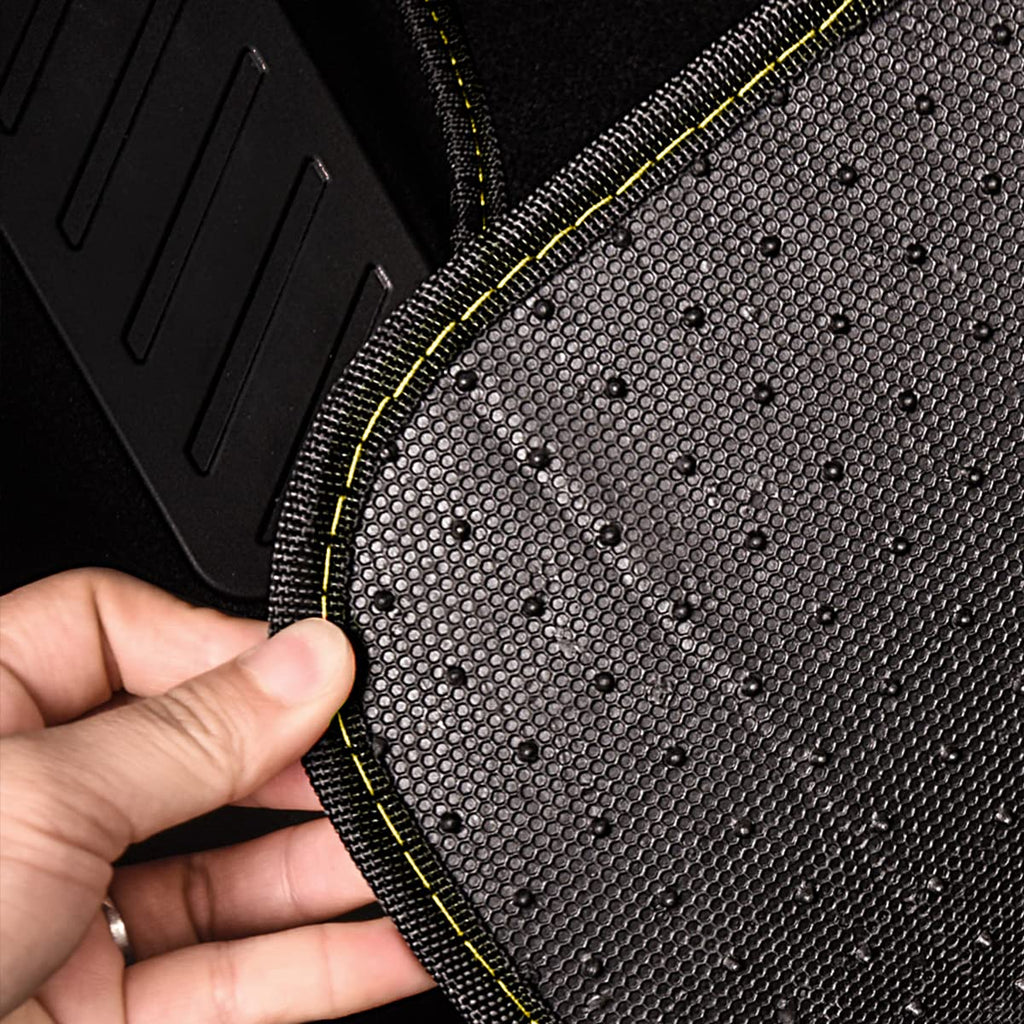 CAR PASS Beige Leather & Waterproof Car Carpet Floor Mats, Universal Car Mats Fit for SUV,Vans,sedans, Trucks,Set of 4pcs Car Carpet with Anti-Slip nibbs Driver Heel Pad (All Beige)