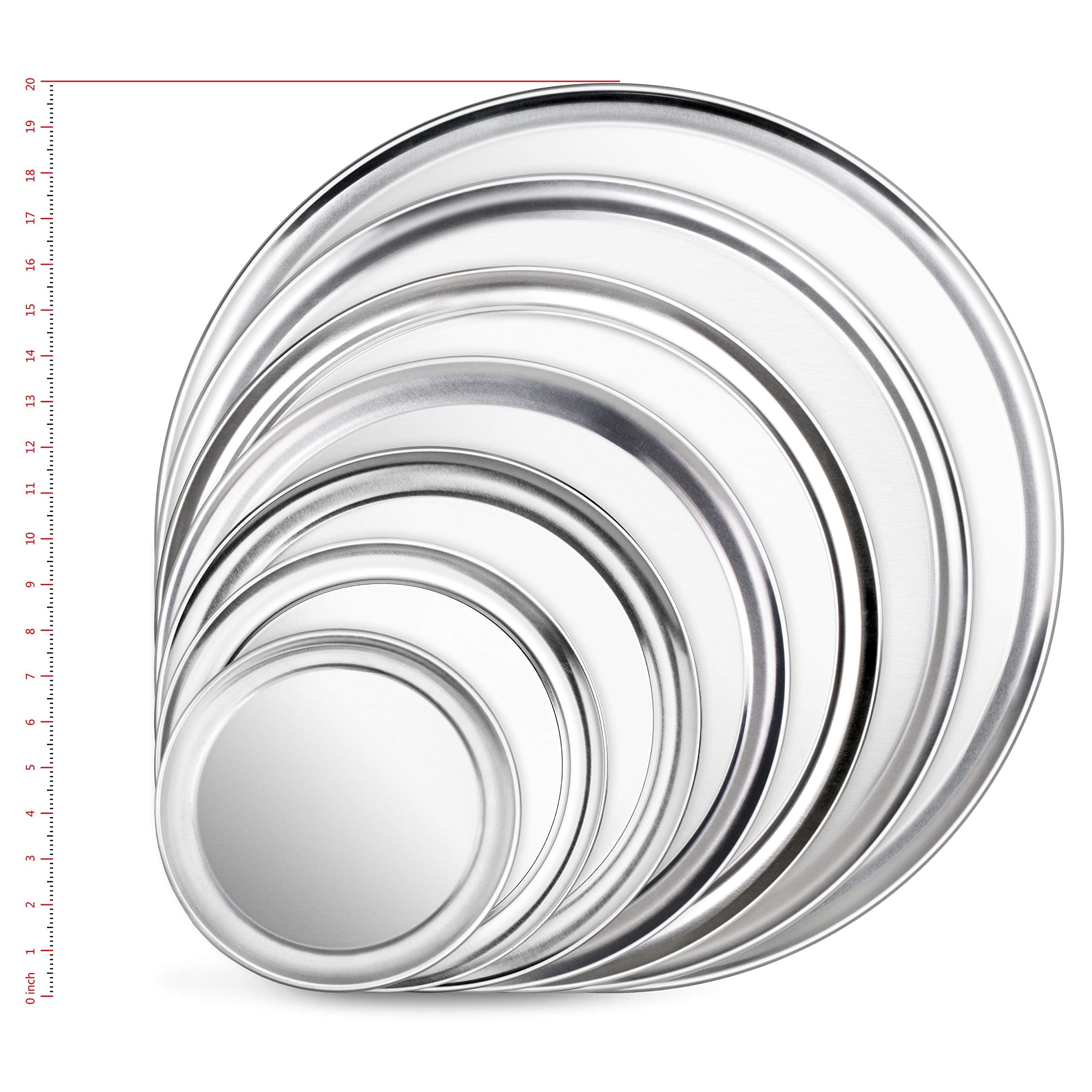 New Star Foodservice Restaurant-Grade Aluminum Pizza Pan/Tray, Wide Rim, 8 Inch, Pack of 6
