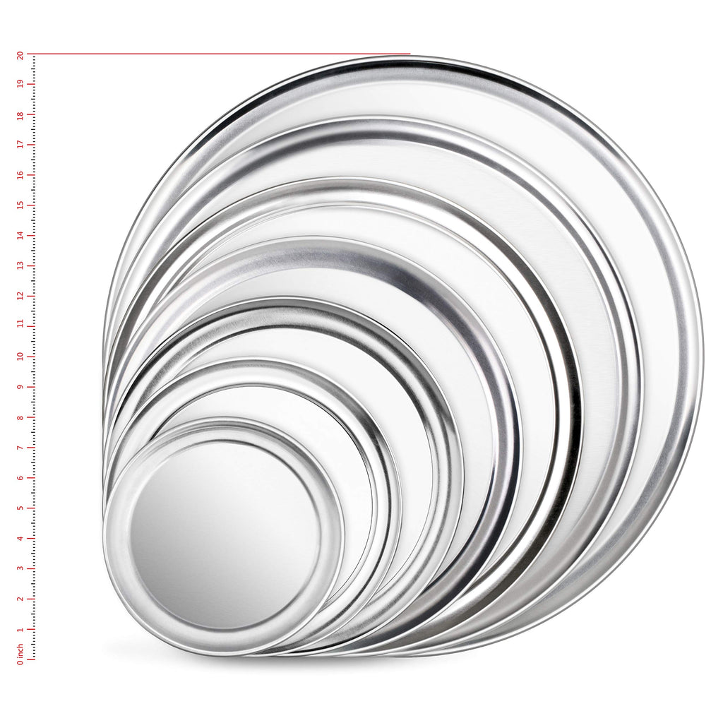New Star Foodservice Restaurant-Grade Aluminum Pizza Pan/Tray, Wide Rim, 8 Inch, Pack of 6
