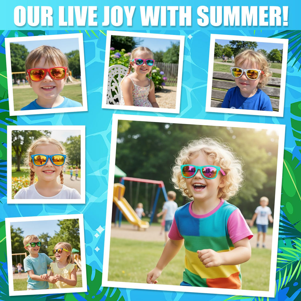 Kids Sunglasses Bulk, Kids Sunglasses Party Favors for Age 3-8, UV400 Protection Neon Kids Sunglasses Bulk for Boys Girls (12Pack-heart sunglasses)