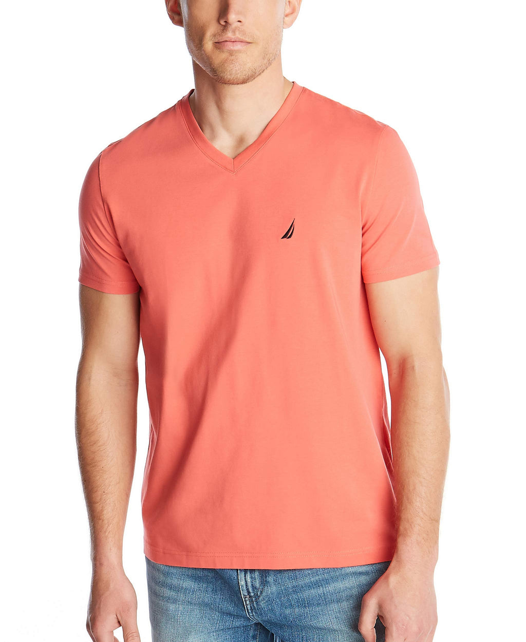 Nautica Mens Short Sleeve Solid Slim Fit V-Neck T-Shirt