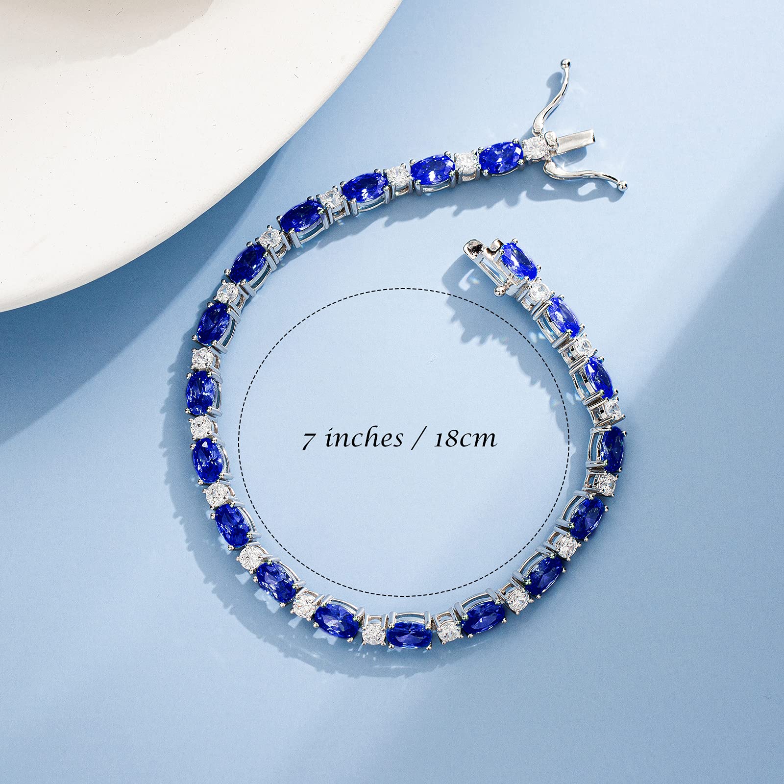 FANCIME Birthstone Bracelets Sterling Silver Tennis Bracelets Charm Fine Jewelry Birthday Gifts for Women 7"