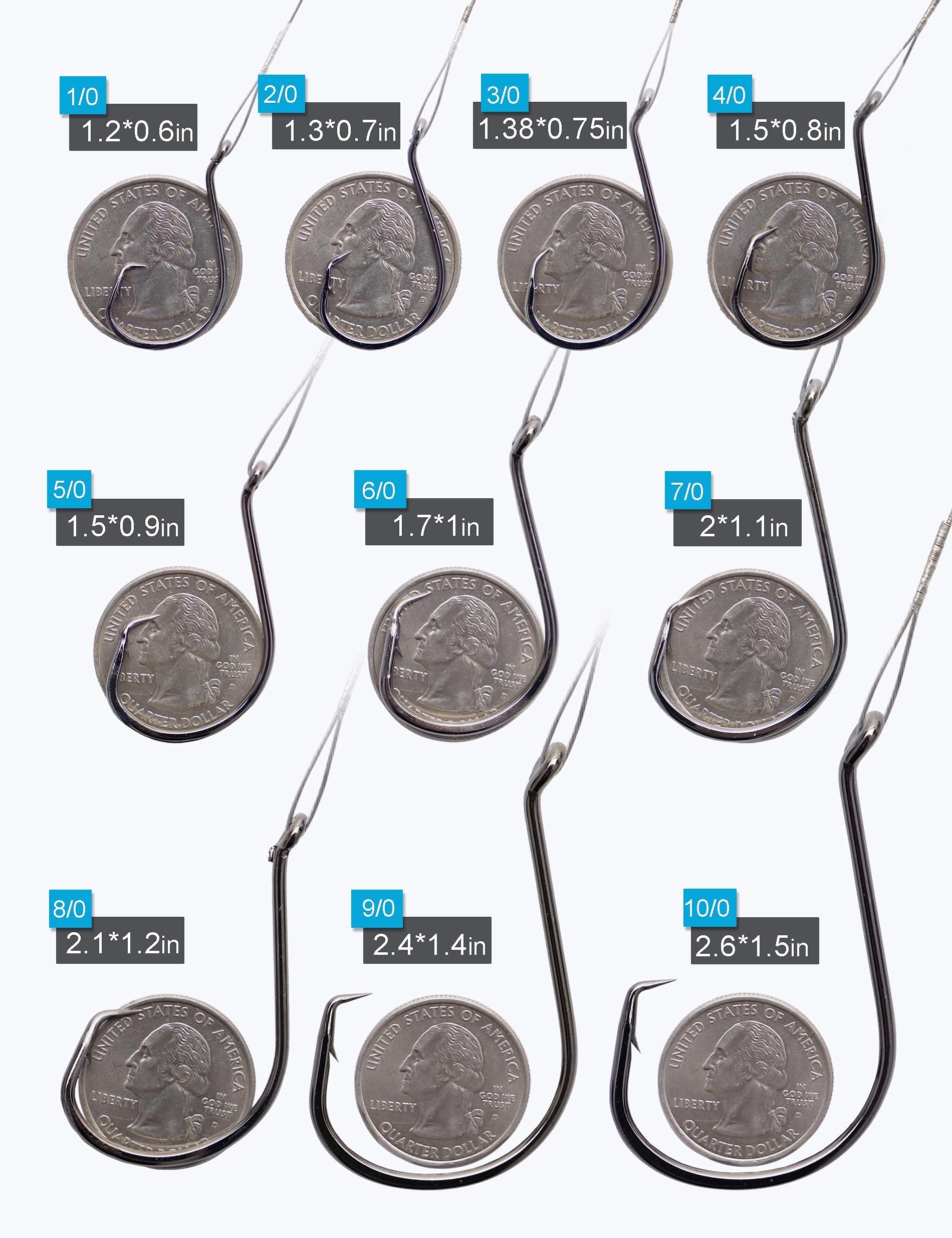 Circle Hooks Rigs Saltwater Steel Leader Wire, 25pcs Heavy Duty Circle Hook with Leader Wire Bass Catfish Fishing Lure Rig