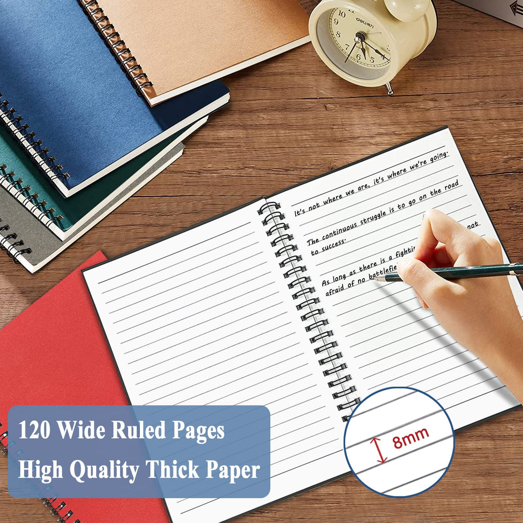 4Pack Small Spiral Notebook A5, 8.25x5.5” 120 Lined Pages Black & Red Wide Ruled Spiral Journal Bulk Blank Kraft Cover Spiral Bound Notebook & Writing Pads for Home Office Meeting Work Note Taking