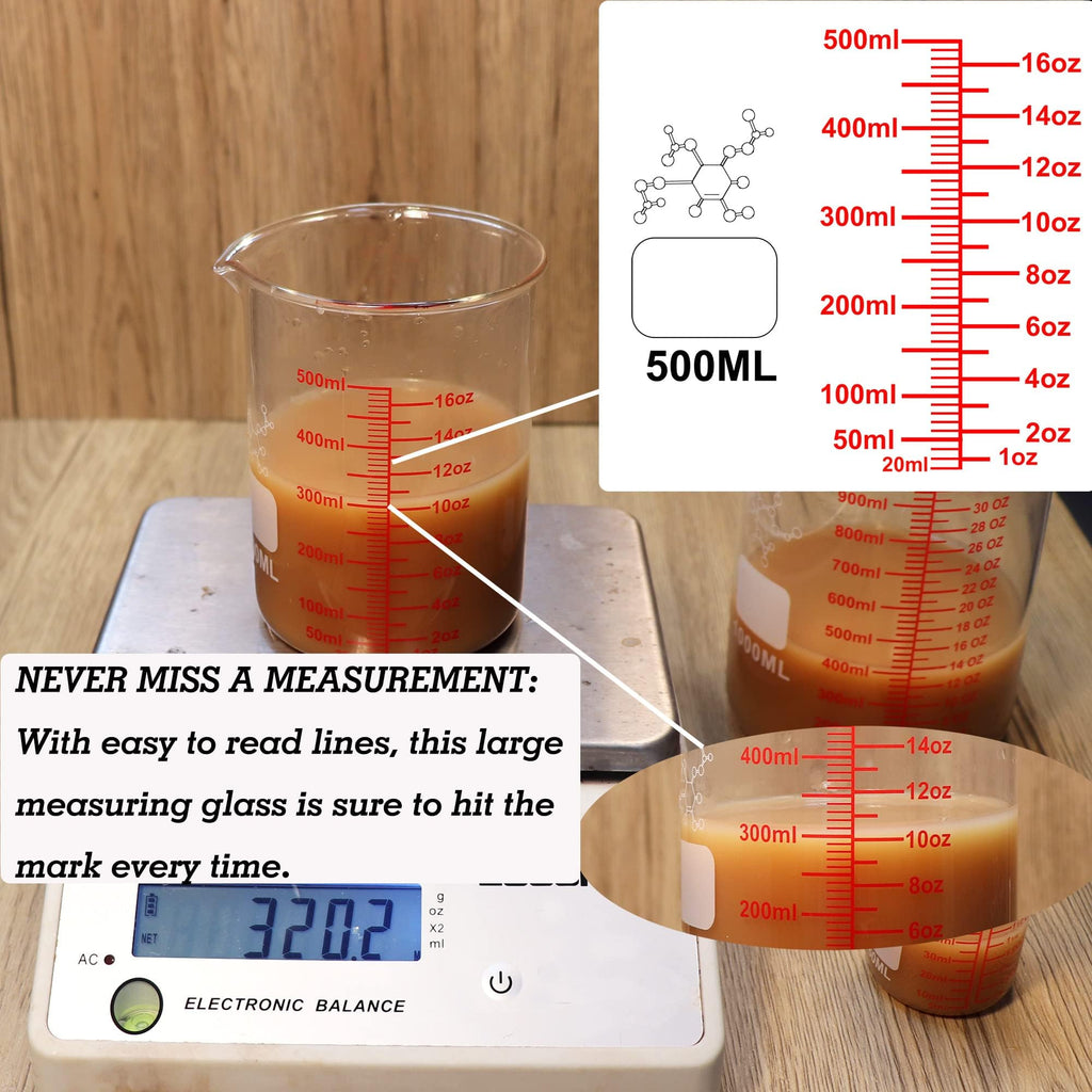 High Borosilicate Glass Measuring Cup-V-Shaped Spout，Glass Measuring Beaker for Kitchen or Restaurant, Easy to Read, 30 ML (1 Oz)-Pack of 2