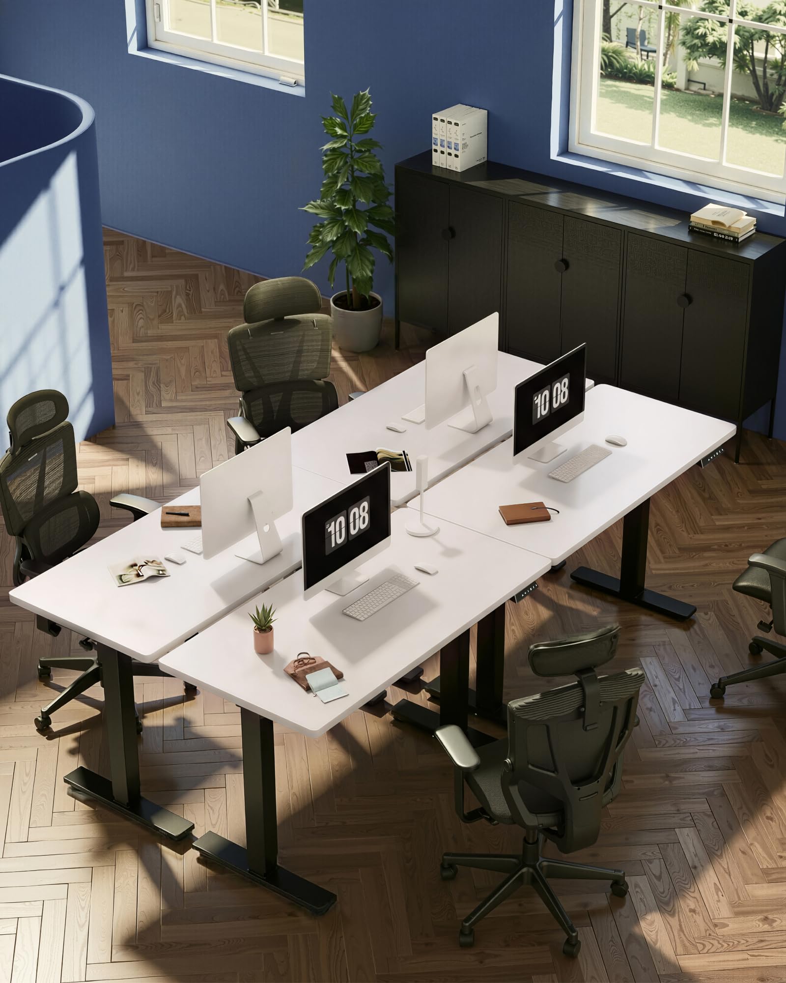 FLEXISPOT EN1 One-Piece Standing Desk, Electric Adjustable with 4 Memory Presets, 176 LBS Capacity, Stable & Quiet, Seamless Desktop for Home Office & Dual Monitors, 40"x24" Black