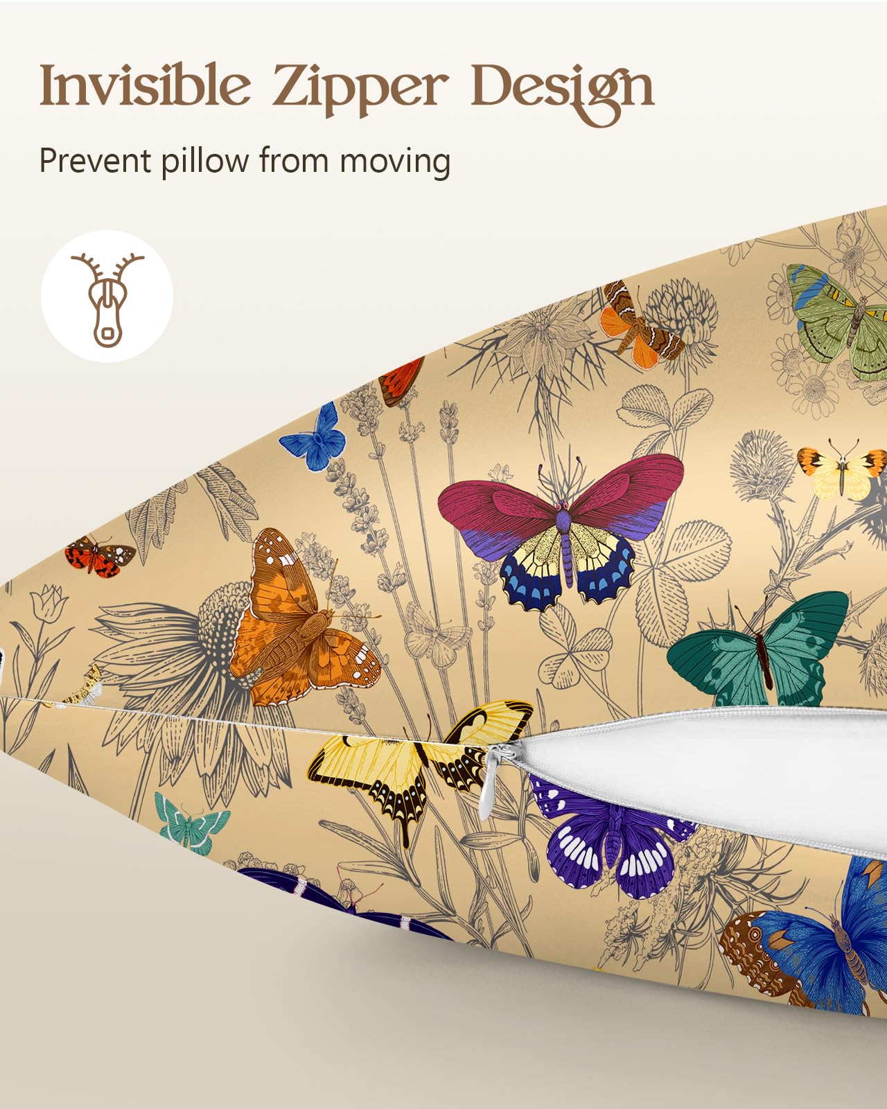Miss Adola 2 Pack Mulberry Silk Pillowcase for Hair and Skin - Standard Size 20 x 26 Inches with Hidden Zipper Beige Flower 19 Momme Soft Sleeping Silk Pillow Case for Women, Moms
