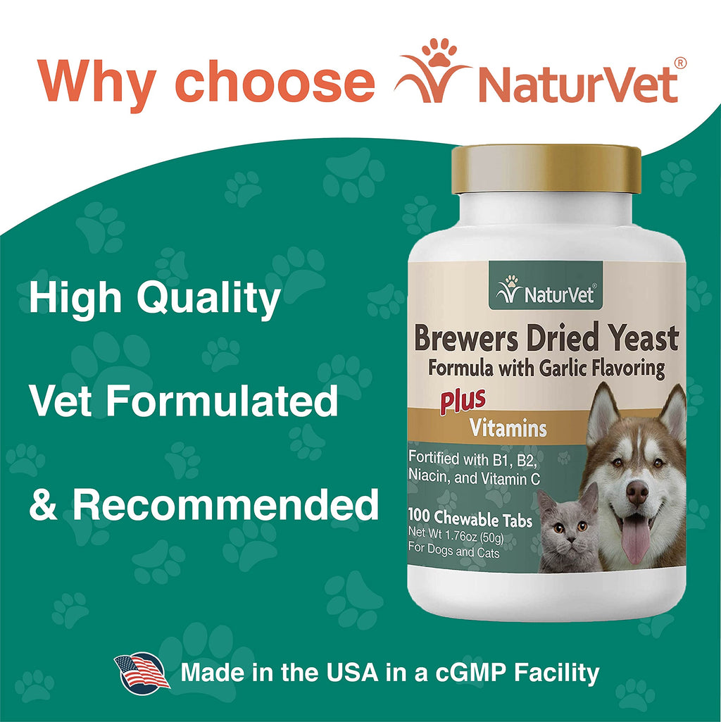 NaturVet – Brewer’s Dried Yeast Formula with Garlic Flavoring – Plus Omegas | Rich in Omega-3, 6 & 9 Fatty Acids | Fortified with B1, B2, Niacin & Vitamin C | For Dogs & Cats | 5000 Chewable Tablets