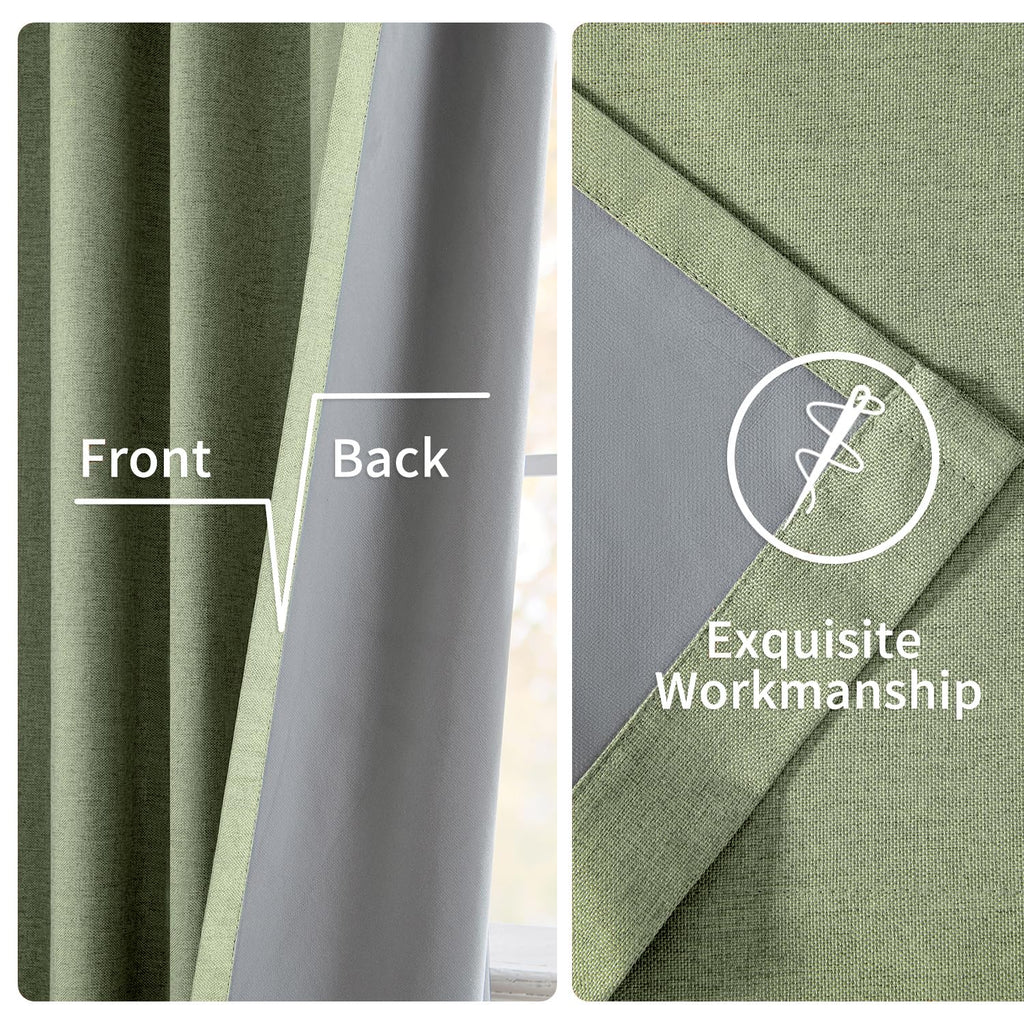 MIULEE Linen Pinch Pleated 100% Blackout Curtains for Bedroom 84 Inch Long 2 Panels Set- Back Tab Track Beige Thermal Insulated Cream Black Out Triple Pleat Room Darkening Drapes with Hooks, Greige