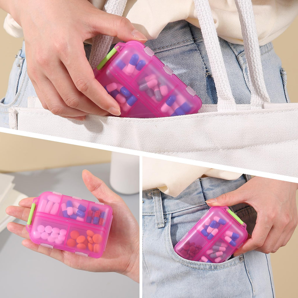 1Pack Travel Pill Organizer - 10 Compartments Pill Case, Compact and Portable Pill Box, Perfect for On-The-Go Storage, Pill Holder for Purse Blue