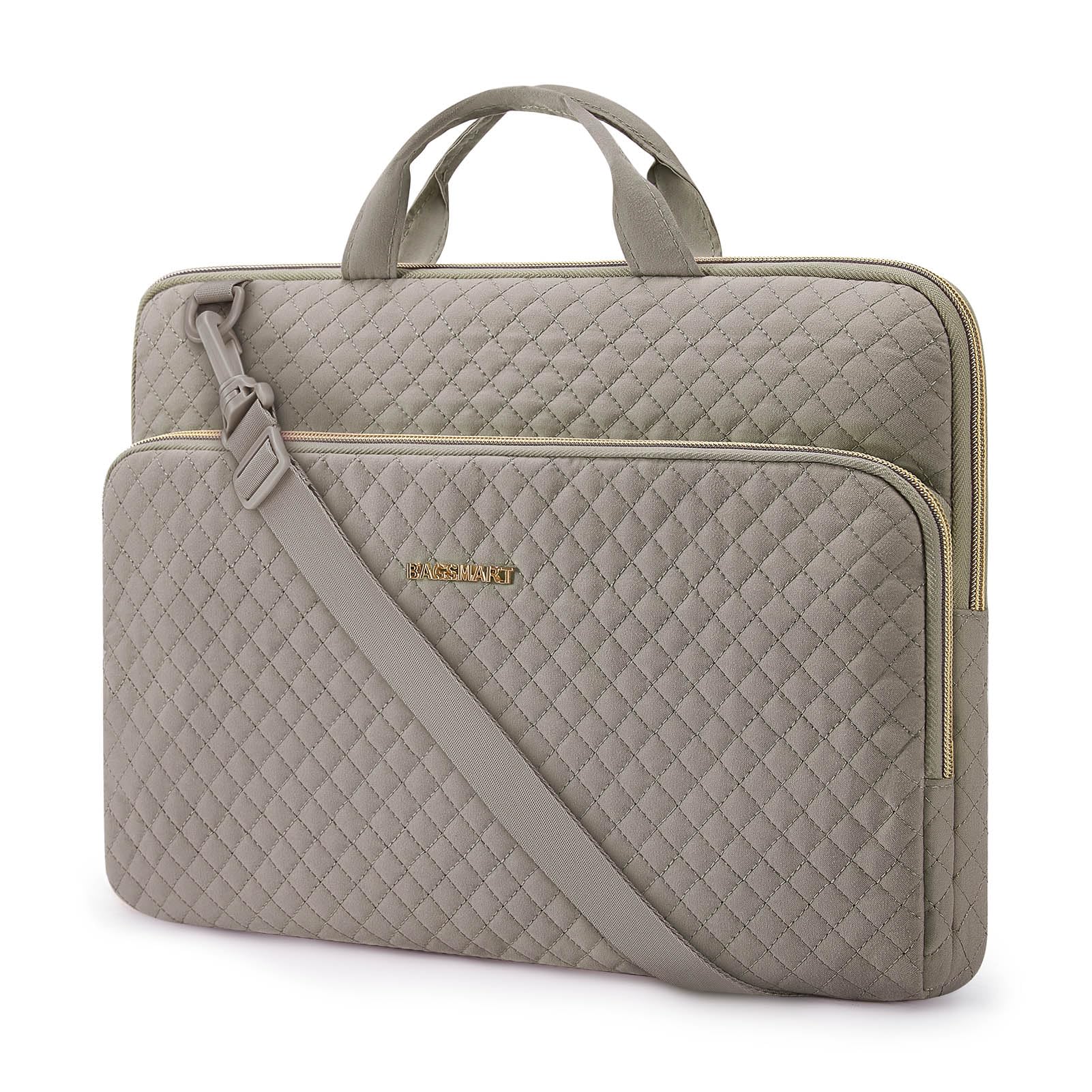 BAGSMART Laptop Case Compatible with 13-13.3 inch Notebook,Compatible with MacBook Pro 14 Inch,MacBook Air,Protective Carrying Bag with Pocket,Handles, Beige