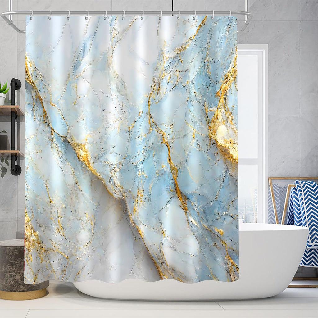 Nkzply 4 Pcs Black Marble Shower Curtain Sets with Rugs Gold Bathroom Sets with Shower Curtain and Rugs Modern Abstract Bathroom Decor Accessories Shower Curtains for Bathroom Toilet Lid Cover
