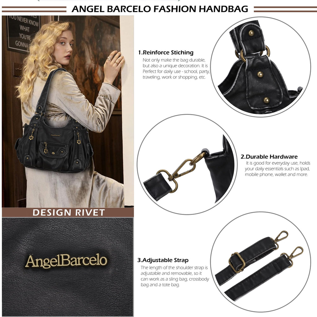 Angel Barcelo Purses for Women Soft PU Leather Shoulder Bag Crossbody Purse and Handbags