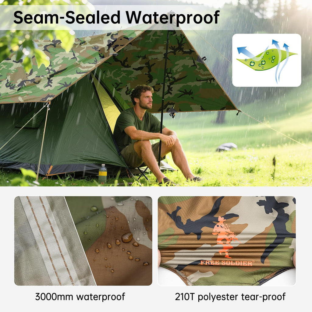 Free Soldier Waterproof Portable Tarp Multifunctional Outdoor Camping Traveling Awning Backpacking Tarp shelter Rain Tarp