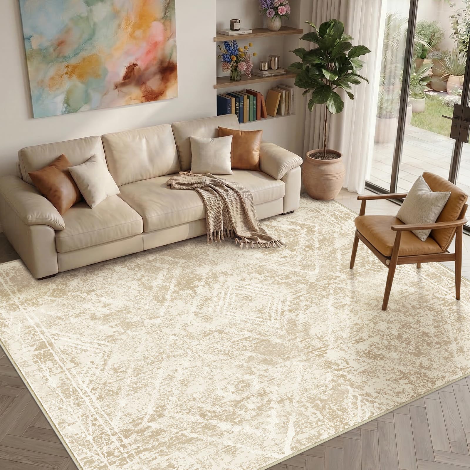 BESTSWEETIE Area Rug 2x3 Rug Machine Washable Non-Slip Low Pile Print Pattern Western Rug for Living Room Bedroom Entryway Tribal Series-Abstract/Cowhide