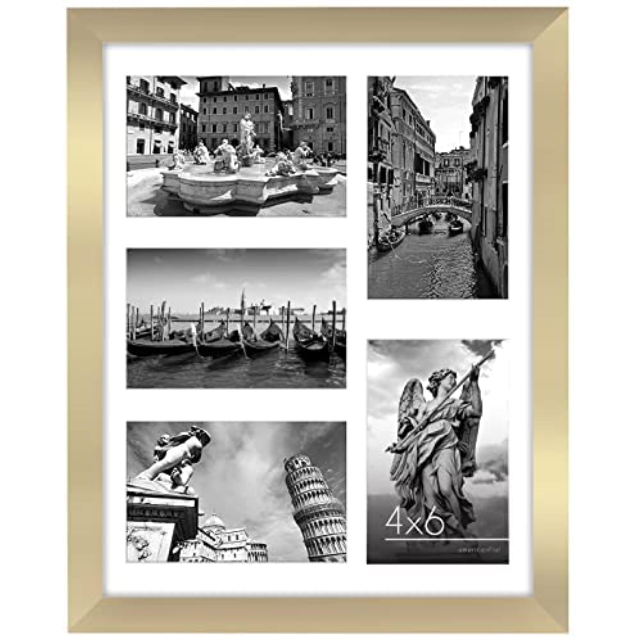 Americanflat 4x6 Double Picture Frame with Shatter-Resistant Glass - Fits Two 4x6 Photos or use as One 6x14 Frame - Signature Collection - Collage Frames for Tabletop and Wall Display - Black
