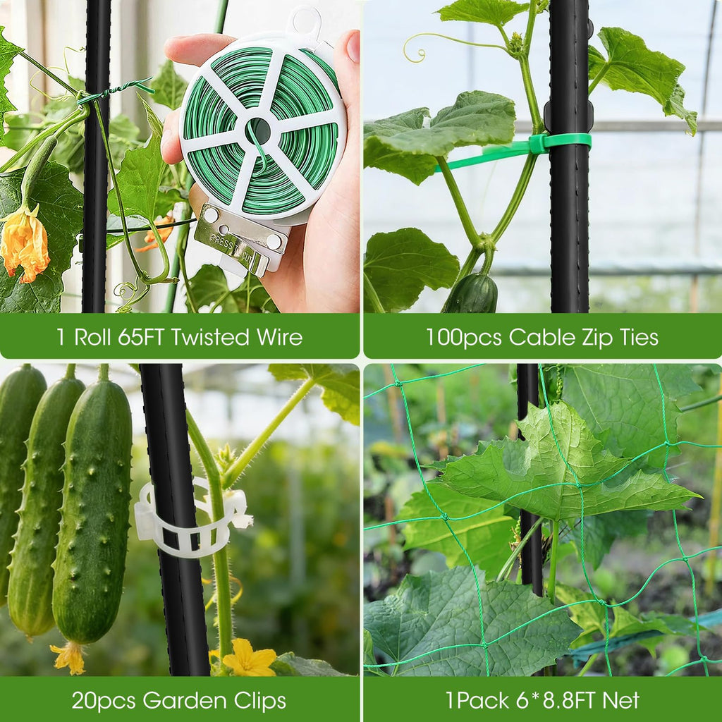 Cucumber Trellis for Raised Bed,U-Shape Garden Trellis for Climbing Plants Outdoor, Metal Arch Vegetables Trellis, Plant Support for Vine (Green, 31.5" Lx21.6 Wx47.2 H-Small)