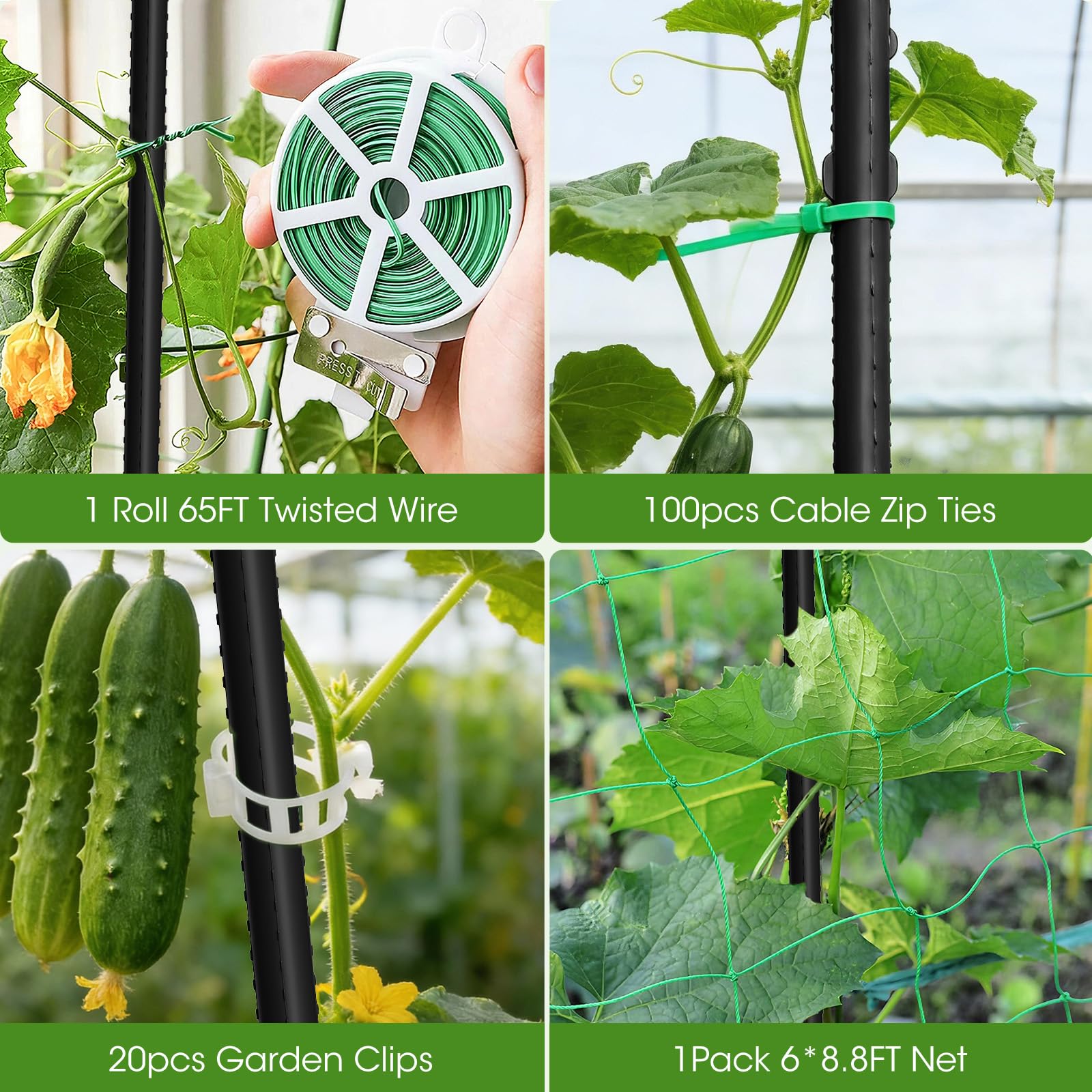 Cucumber Trellis for Raised Bed,U-Shape Garden Trellis for Climbing Plants Outdoor, Metal Arch Vegetables Trellis, Plant Support for Vine (Green, 31.5" Lx21.6 Wx47.2 H-Small)